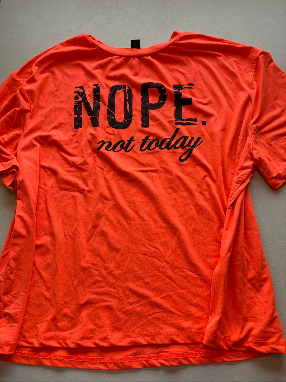SHEIN Orange 'NOPE. not today' Graphic Short Sleeve Tee